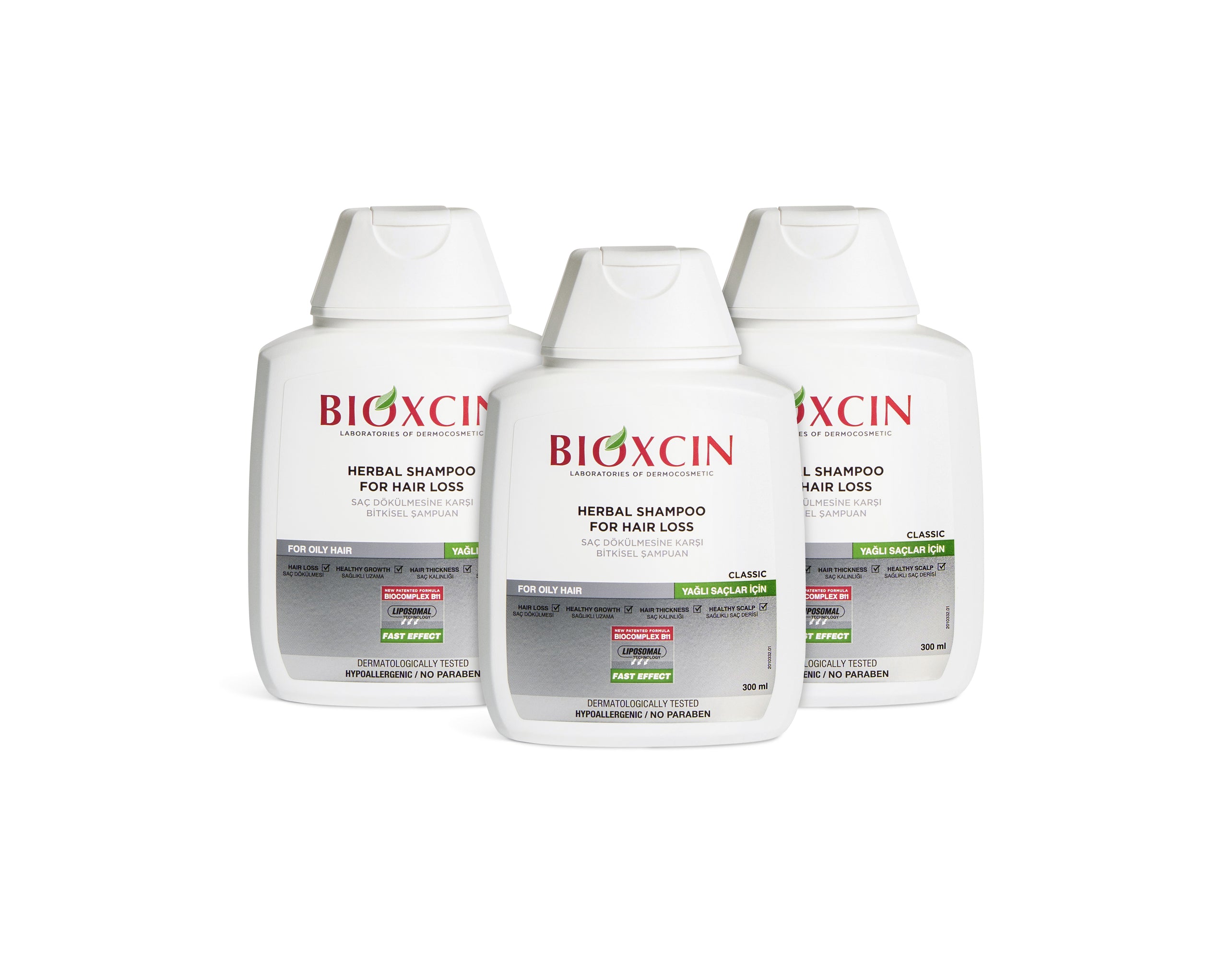 Bioxcin Classic Herbal Shampoo bundel - Tegen haaruitval - Vettig haar - 3 x 300 ml