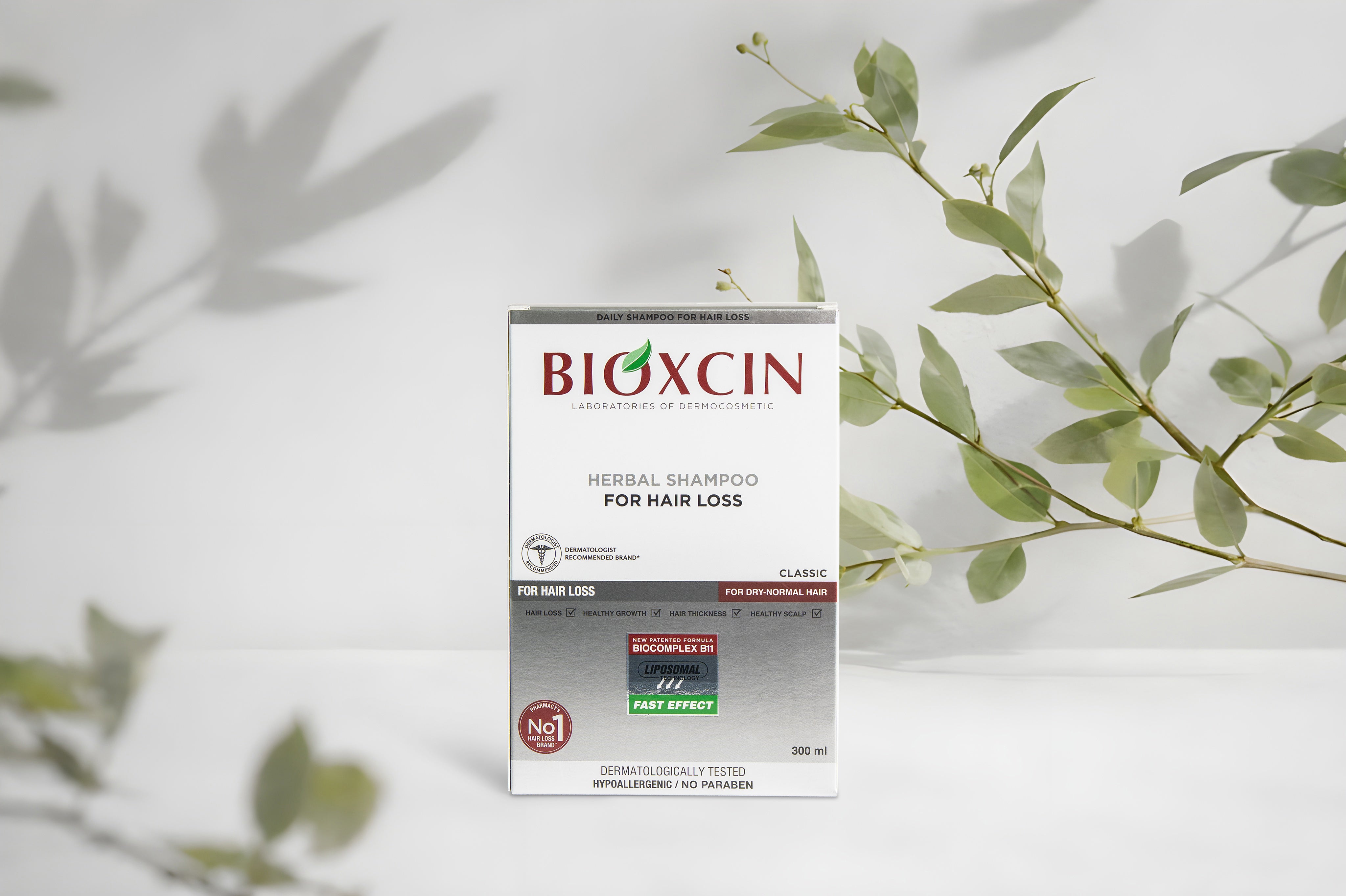 Lot de 3 shampoings Bioxcin Herbal - Cheveux secs et normaux - 3 x 300 ml