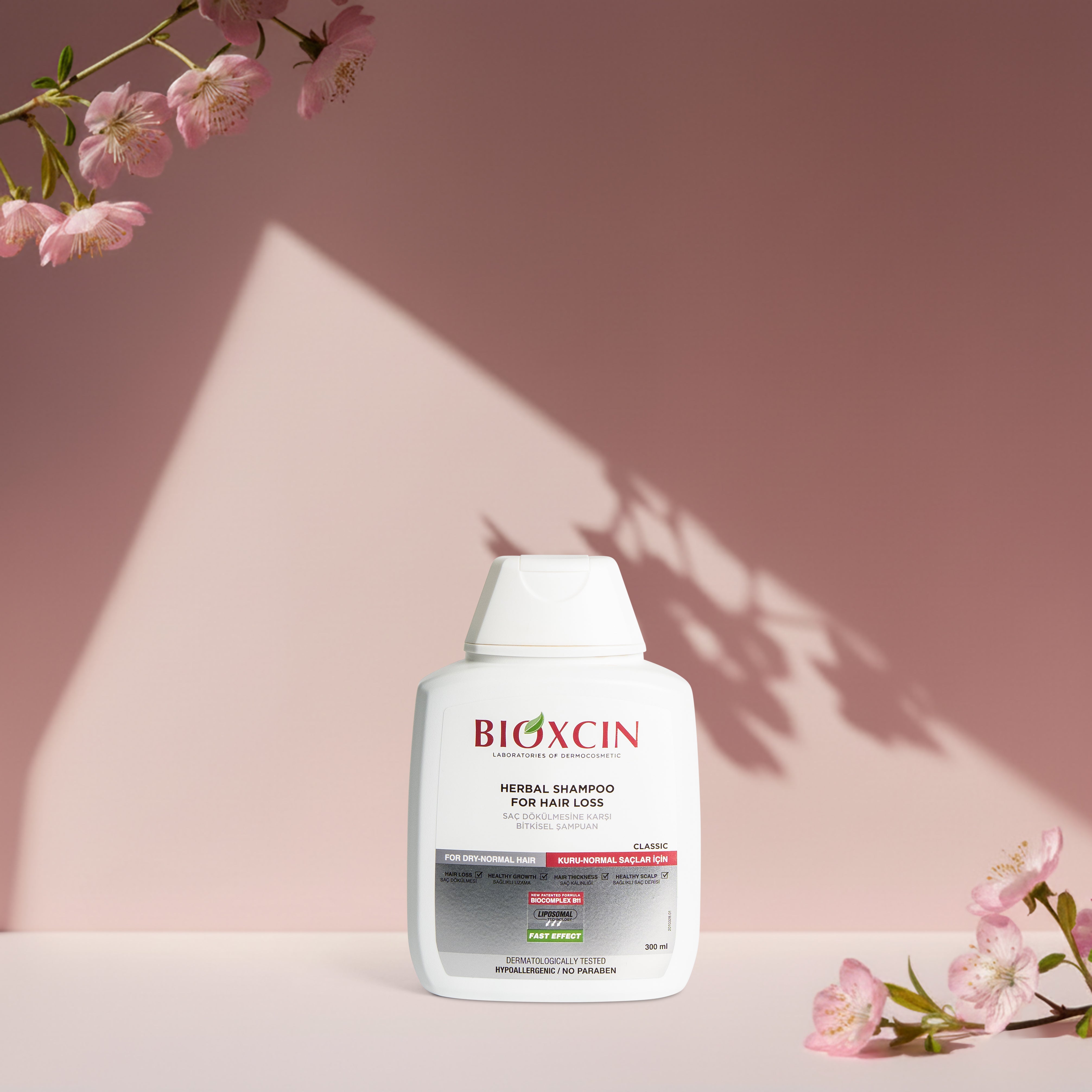Lot de 3 shampoings Bioxcin Herbal - Cheveux secs et normaux - 3 x 300 ml