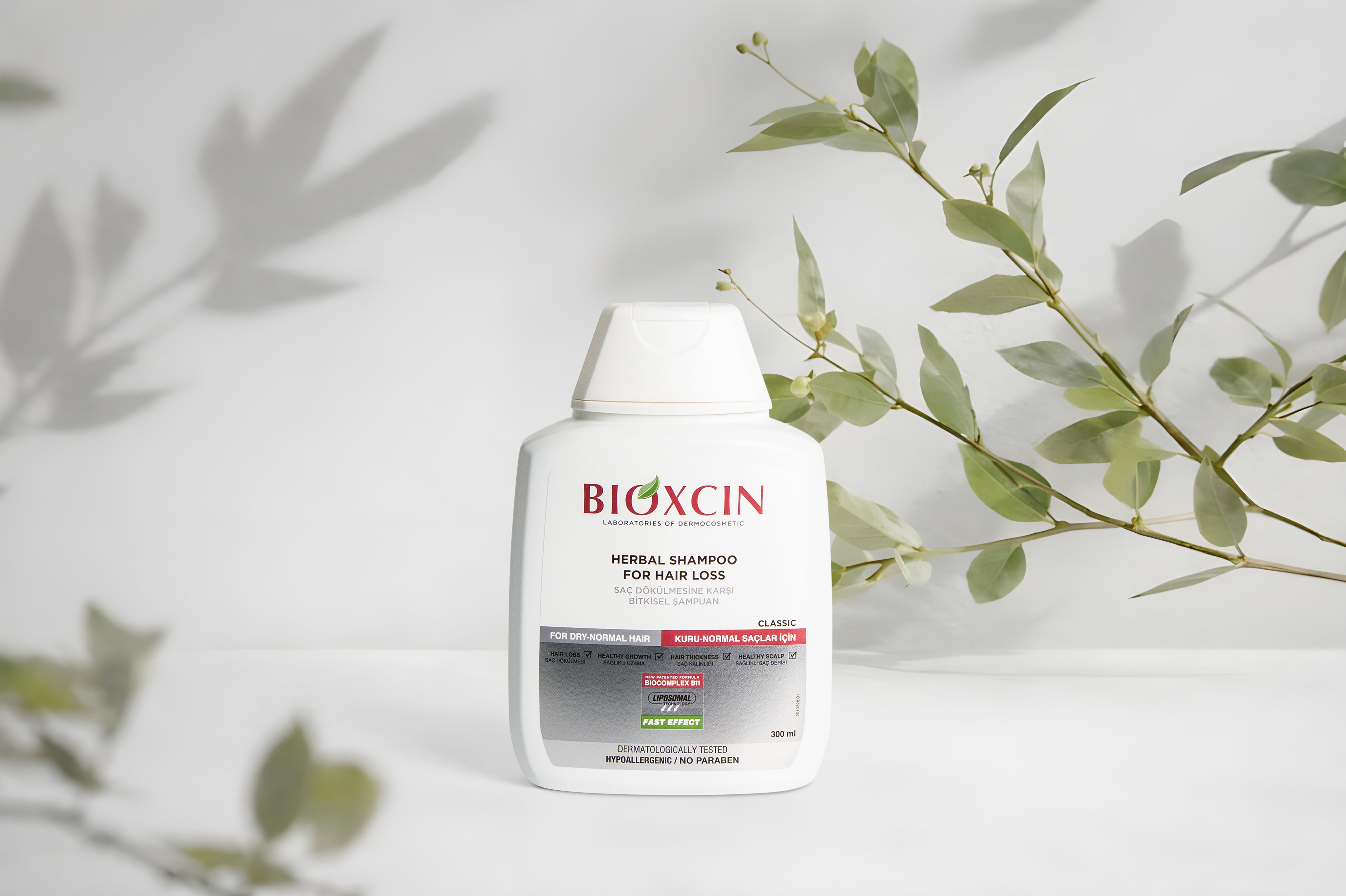 Lot de 3 shampoings Bioxcin Herbal - Cheveux secs et normaux - 3 x 300 ml
