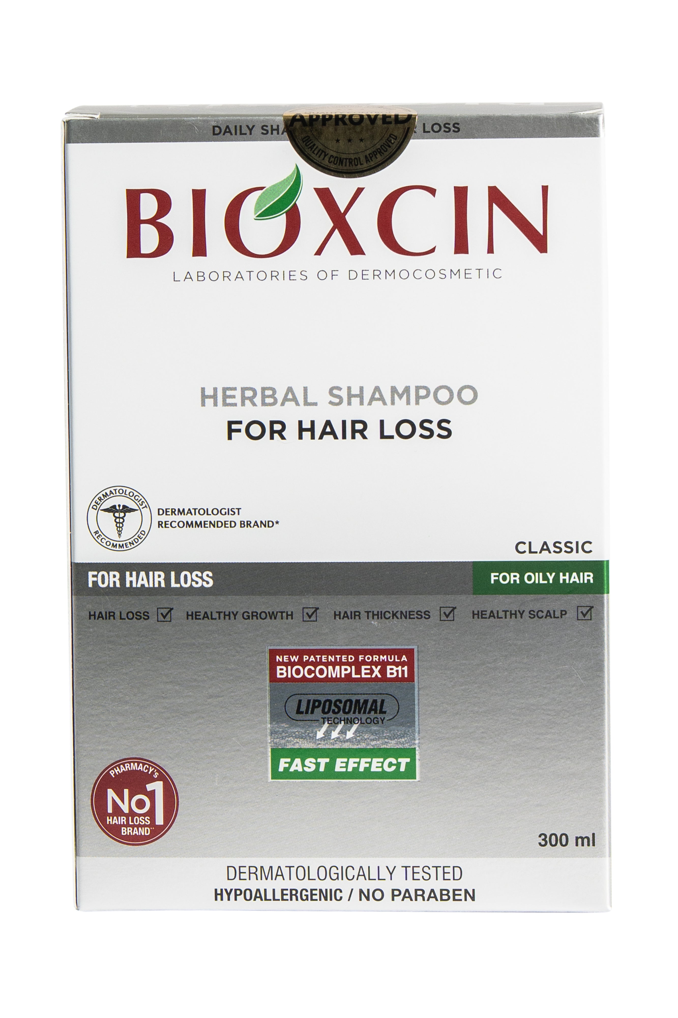 Bioxcin Classic Herbal Shampoo - Tegen haaruitval - Vettig haar - 300 ml
