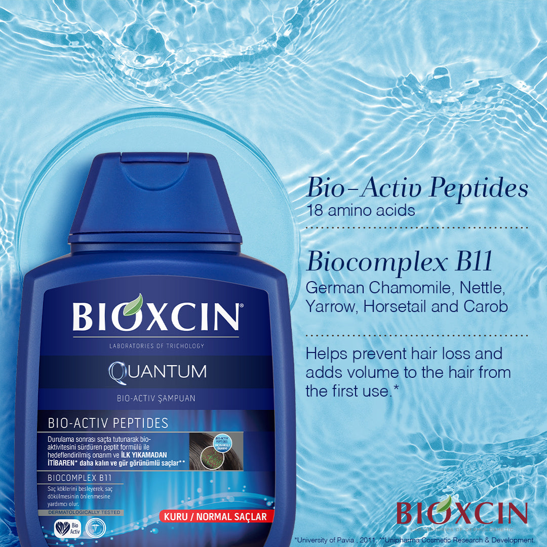 Pack de 3 shampoings Bioxcin Quantum - Cheveux secs et normaux - 3 x 300 ml