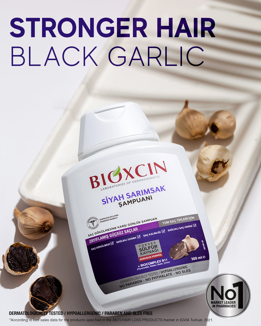 Bioxcin Black Garlic Shampoo - Tegen haaruitval - 300 ml