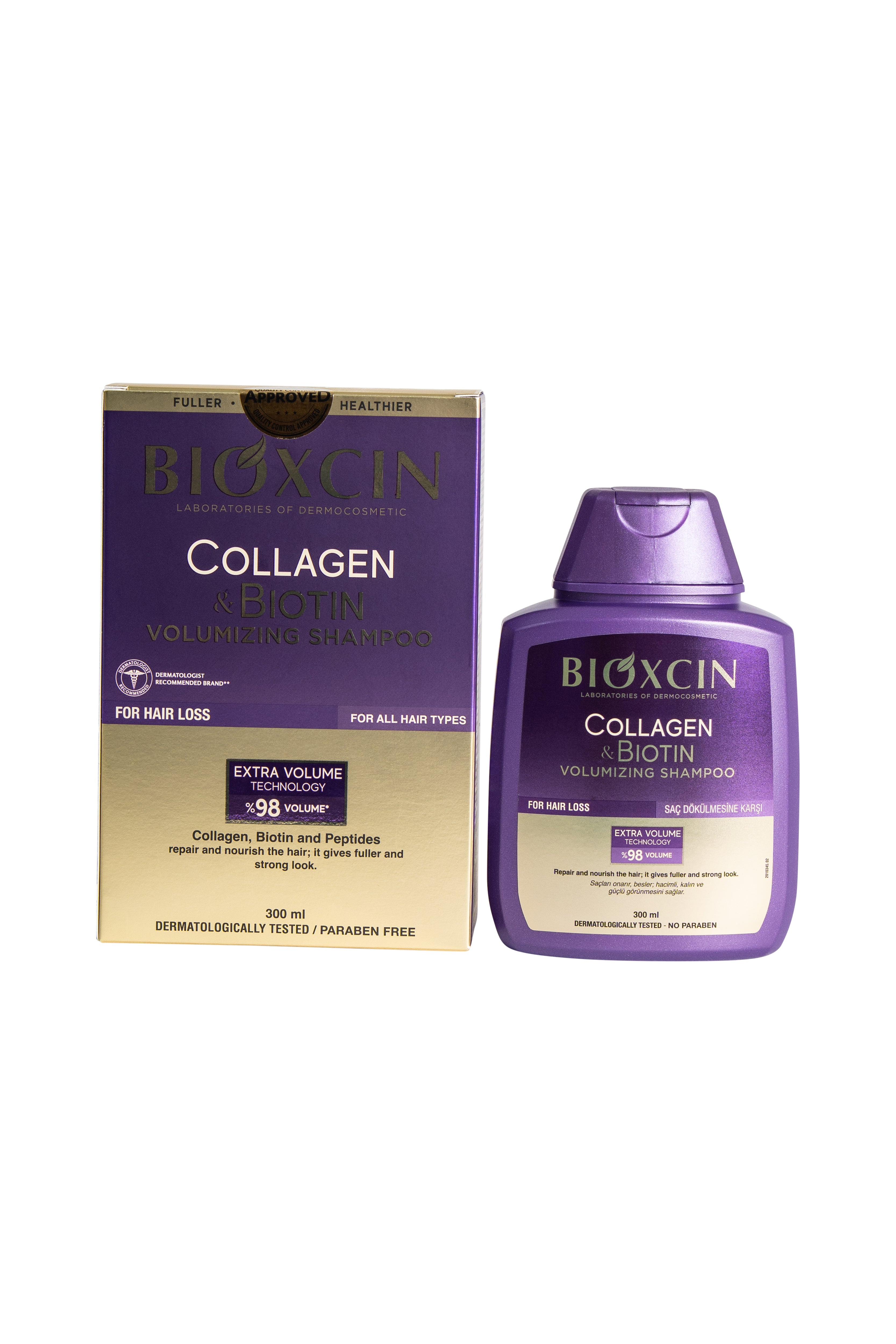 Bioxcin Collagen & Biotin Shampoing - Cheveux fins et clairsemés - 3 x 300 ml