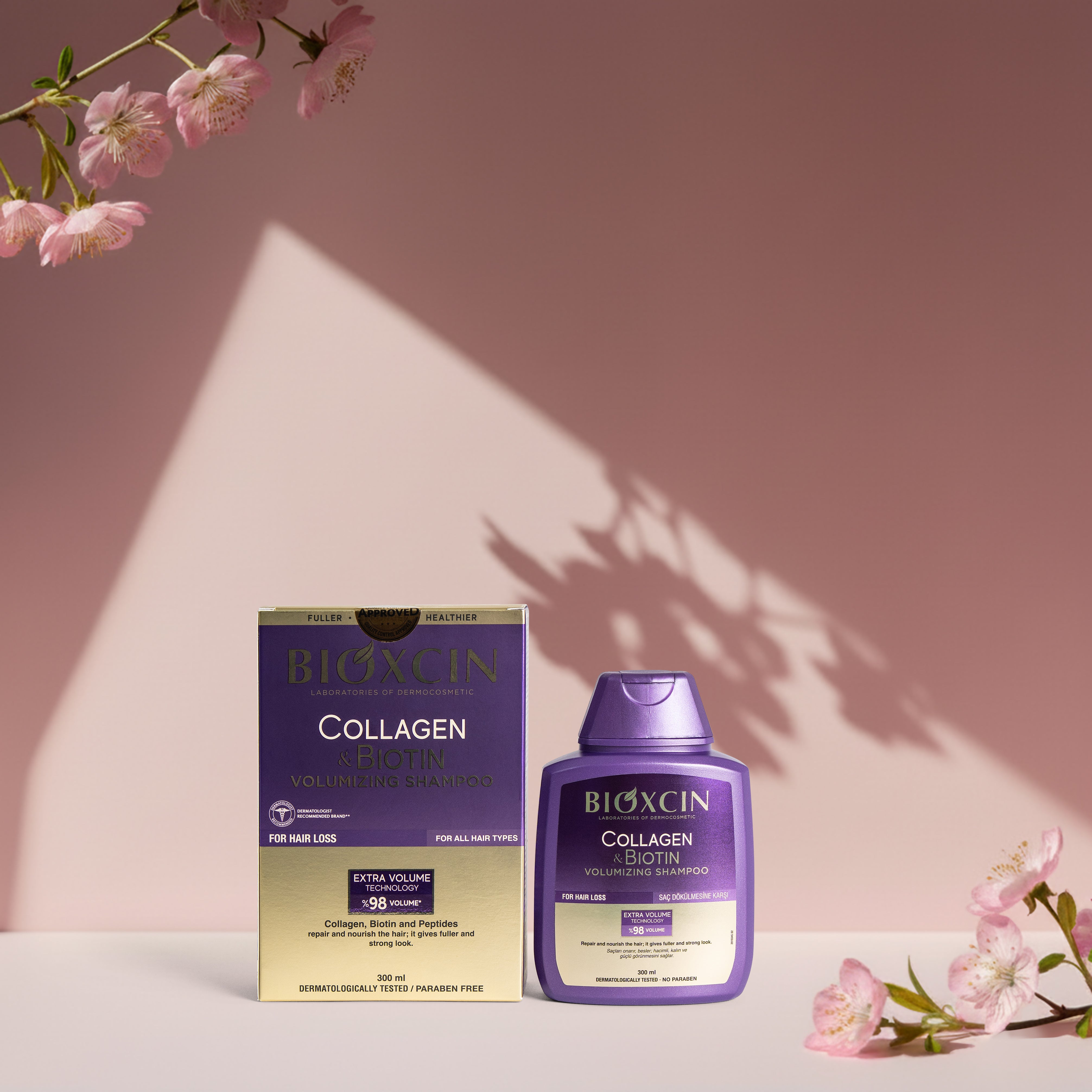 Bioxcin Collagen & Biotin Shampoing - Cheveux fins et clairsemés - 3 x 300 ml