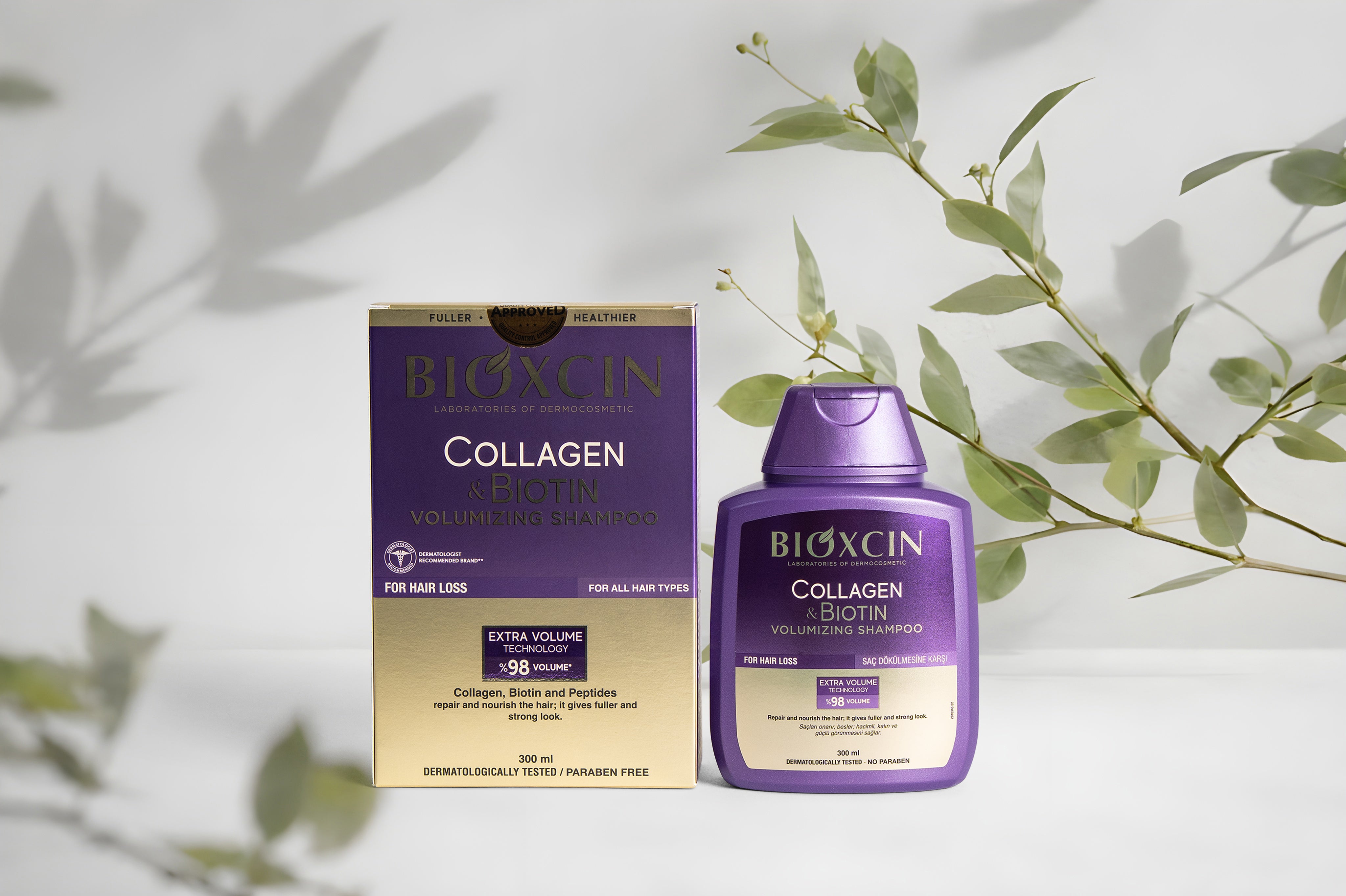 Bioxcin Collagen & Biotin Shampoing - Cheveux fins et clairsemés - 3 x 300 ml