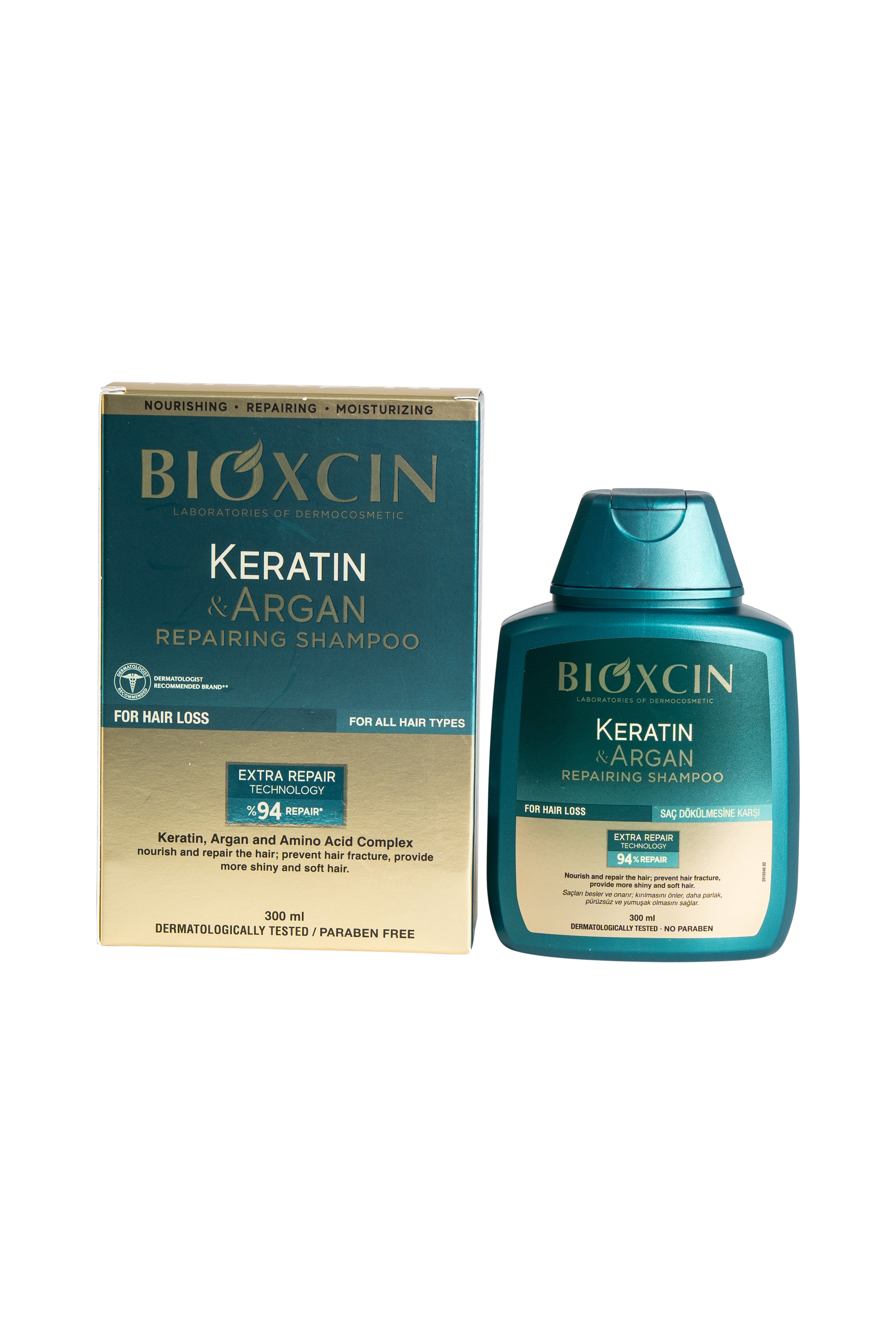Bioxcin Kératine & Argan Shampoing - Cheveux abîmés et secs - 300 ml