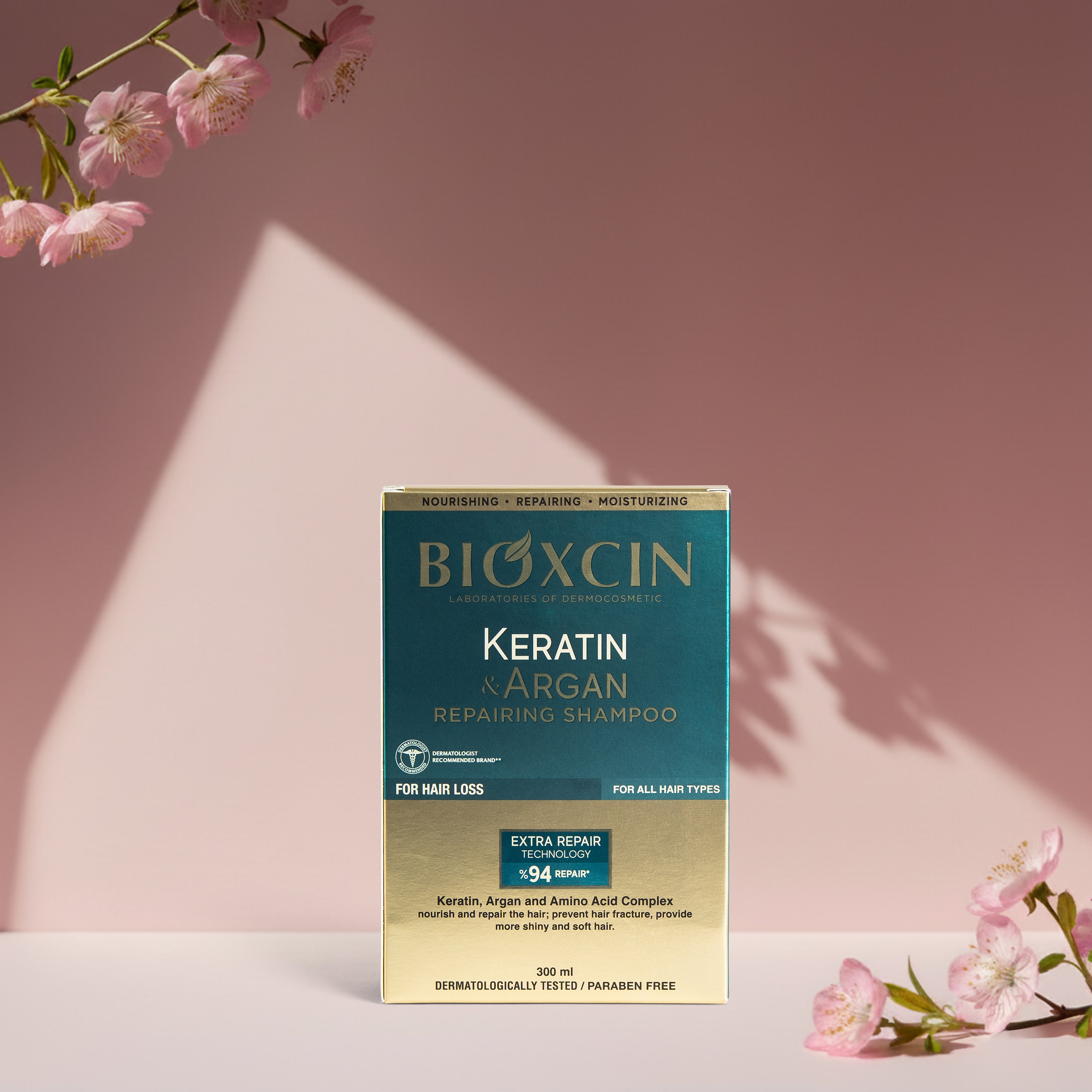 Bioxcin Kératine & Argan Shampoing - Cheveux abîmés et secs - 300 ml