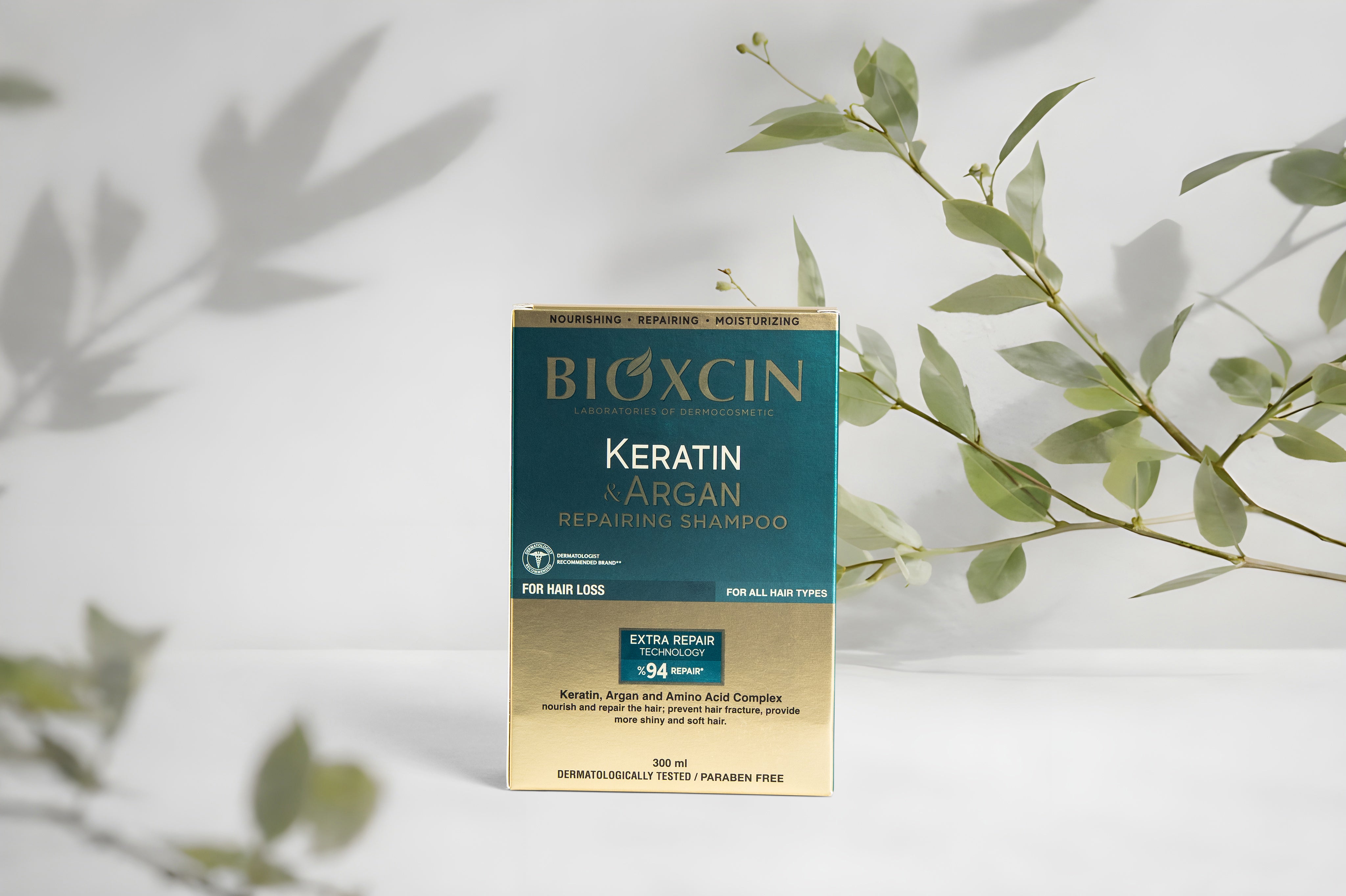 Bioxcin Kératine & Argan Shampoing - Cheveux abîmés et secs - 300 ml