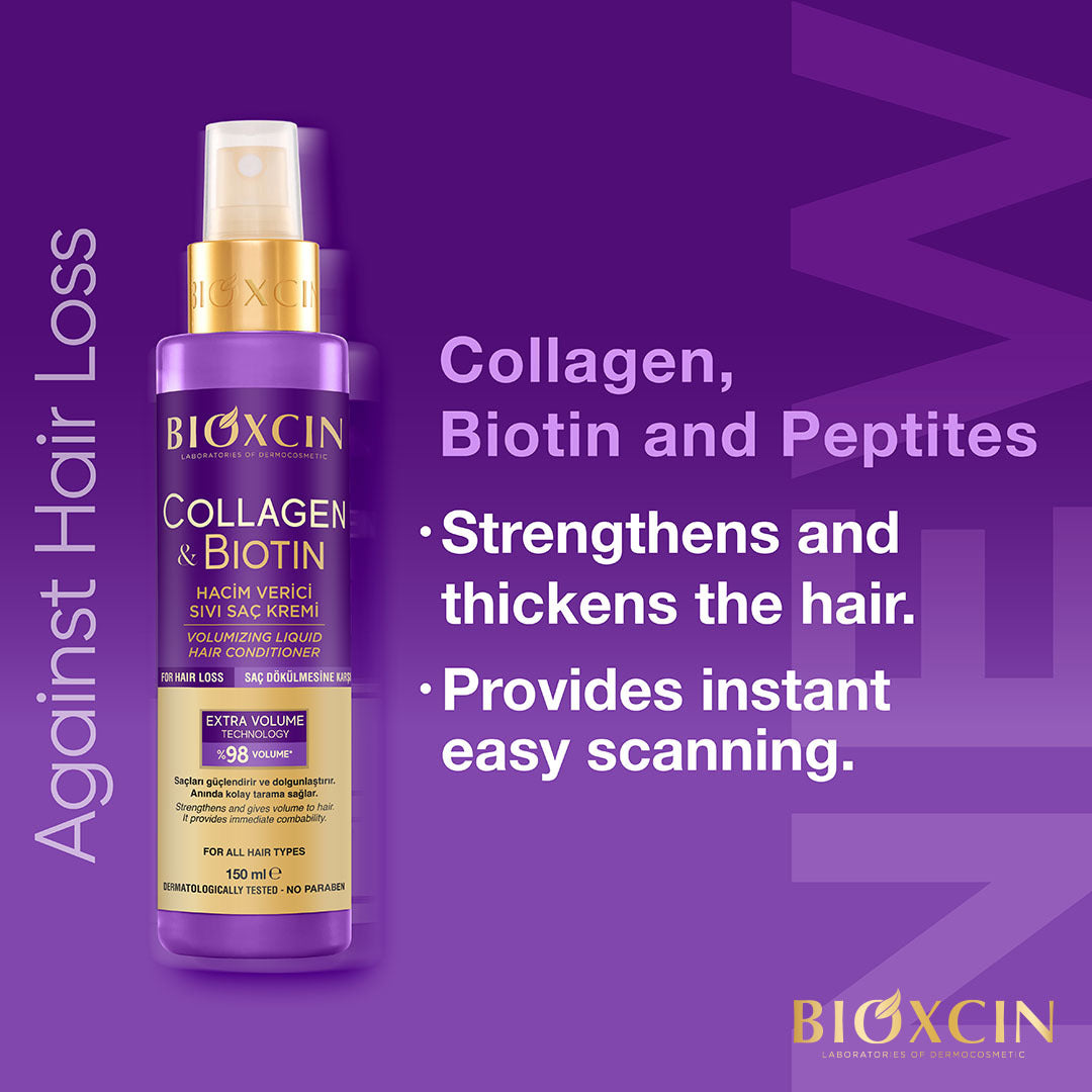 Bioxcin Après-shampoing Liquide Collagène & Biotine – Volume & Cheveux plus épais – 150 ml