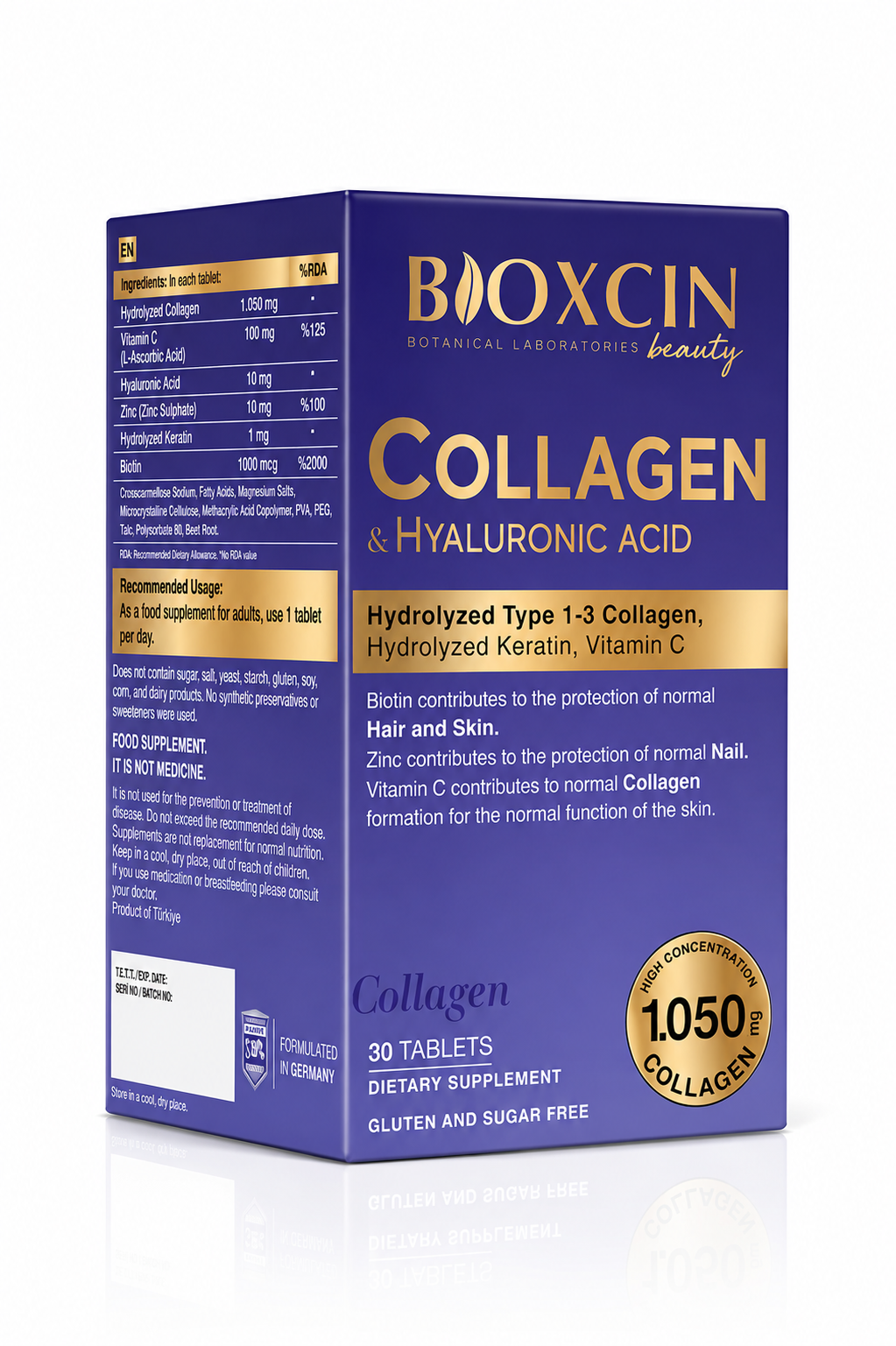 Bioxcin Collagen & Hyaluronic acid voor haar en huid - 30 tabletten